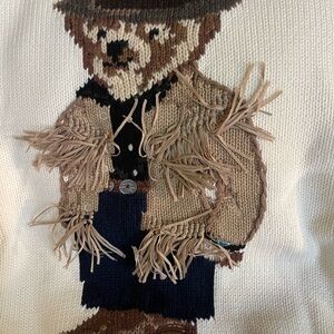 Polo by Ralph Lauren Cream Bear Sweater with fringe Large